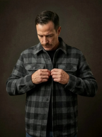 camisa flanela cinza chumbo