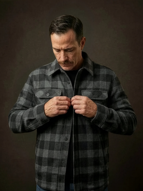 camisa flanela cinza chumbo